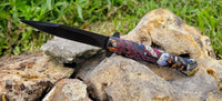 Pacific Solutions USA Spring Assisted Stiletto Knife Black w Bald Eagle & American Flag Scales 4"