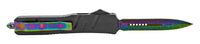 FPSTACTICAL Coruscate Compact OTF Knife Black with Dual Edge Damascus Iridescent Blade 3.5"