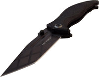 Tac-Force Black and Gray Spring Assisted Tanto / Etched Blade EDC Knife w Polymer Scales 3.5"