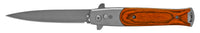 FPSTACTICAL Arbres Satin Silver and Pakkawood Switchblade Stiletto Knife 4"
