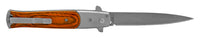FPSTACTICAL Arbres Satin Silver and Pakkawood Switchblade Stiletto Knife 4"