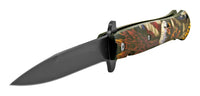 Pacific Solutions USA Spring Assisted Stiletto Knife Black w Bald Eagle & American Flag Scales 4"
