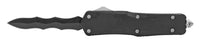 FPSTACTICAL Pneumatic Black and Silver Dual Edge Kris Blade OTF Knife with Rubberized Handle 3.5"