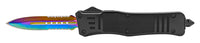 FPSTACTICAL ARC II OTF Knife Black with Dual Edge and Serrated Iridescent 3.5"