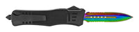 FPSTACTICAL ARC II OTF Knife Black with Dual Edge and Serrated Iridescent 3.5"