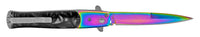 FPSTACTICAL Kapnos Iridescent on Black / Smoke Pearlex Switchblade Stiletto Knife 4"