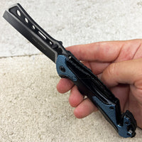Tac-Force Black & Blue Cleaver Spring Assisted Tactical Rescue Pocket Knife 3.5"