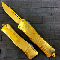FPSTACTICAL 3PO OTF Golden Knife with Textured Handle and Black Firing Switch 4"