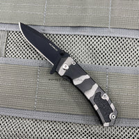 Pacific Solutions Miniature Airbrushed Zebra Stripe White and Black Spring Assisted Stiletto Knife 2.5"