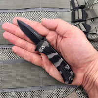 Pacific Solutions Miniature Airbrushed Zebra Stripe White and Black Spring Assisted Stiletto Knife 2.5"