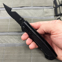 Pacific Solutions Gut Hook Spring Assisted Carver Hunting Knife Black 3.75"