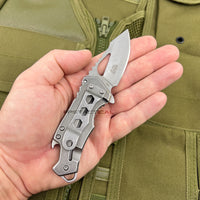 Mtech USA Compact Wooden Spring Assisted Tactical Knife w Bottle Opener Silver 2.5"