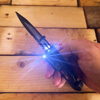 Tac-Force Black and Silver Spring Assisted Tactical Rescue Knife with Integrated LED Flashlight and Sheriff Badge 3.5"