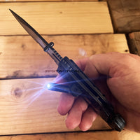 Tac-Force Black and Silver Spring Assisted Tactical Rescue Knife with Integrated LED Flashlight and Sheriff Badge 3.5"