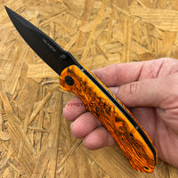 Tac-Force Stainless Steel Hunters Orange Woodland / Snowblind Camouflage Drop Point Spring Assisted Knife 3.5"