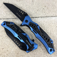 Tac-Force Wharncliffe Police Spring Assisted Rescue Knife Black / Blue w Aluminum Scales 3.5"