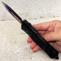 FPSTACTICAL ARC OTF Knife Black with Iridescent Blade 3.5"