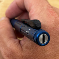 FPSTACTICAL Kuboton Compact OTF Tactical Pen Knife Blue with Dual Edge Black Blade 1.75"