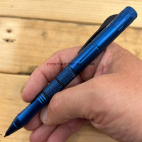 FPSTACTICAL Kuboton Compact OTF Tactical Pen Knife Blue with Dual Edge Black Blade 1.75"