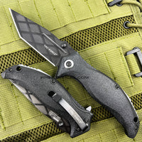 Tac-Force Black and Gray Spring Assisted Tanto / Etched Blade EDC Knife w Polymer Scales 3.5"