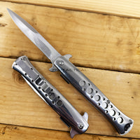 Falcon Elite Series Chrome / Mirror Finish Spring Assisted Stiletto Knife 4"