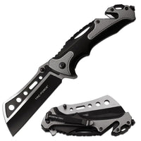 Tac-Force Gray & Black Cleaver Spring Assisted Tactical Rescue Pocket Knife 3.5"