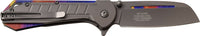 MTech USA Gray Tinite Coated Cleaver Spring Assisted Stainless Steel Pocket Knife w Rainbow Accents 3.5" MT-A1078GY