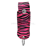 Survivor Pepper Spray Self Defense / Protection Keychain w Pink Zebra Leather Case USA Made