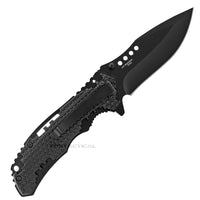 Pacific Solutions KS1696BK Black Honeycomb Grooved Spring Assisted Tactical Knife 3.75"