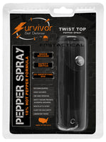 Survivor Pepper Spray Self Defense / Protection Keychain w Leather Case USA Made Black