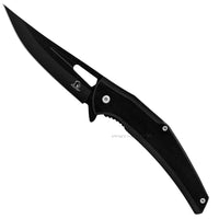 Falcon KS4525BK Trailing Point Matte Black Spring Assisted Fishing & Hunting Knife 4"