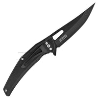 Falcon KS4525BK Trailing Point Matte Black Spring Assisted Fishing & Hunting Knife 4"