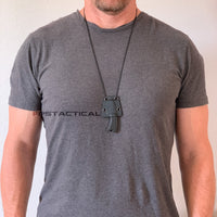 Tac-Force Evolution Black / Gray Stonewash Miniature Full Tang Fixed Blade Knife w Necklace Sheath 1.75"