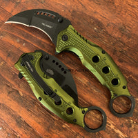 Tac-Force OD Green & Black Karambit Spring Assisted Tactical Knife w Glass Breaker 3"