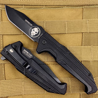 Tac-Force Midnight Ops Black Spring Assisted Skull Knife with G10 Scales / Black 3.75"