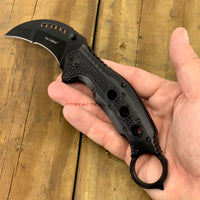 Tac-Force OD Matte Black Karambit Spring Assisted Tactical Knife w Glass Breaker 3"