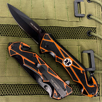 Tac-Force EMS / EMT Spring Assisted Textured Rescue Knife Orange & Black 3.5"