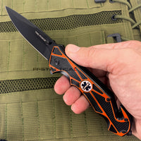 Tac-Force EMS / EMT Spring Assisted Textured Rescue Knife Orange & Black 3.5"