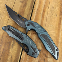 Tac-Force Blue & Black Trailing Point Spring Assisted Fishing & Hunting Knife 4"