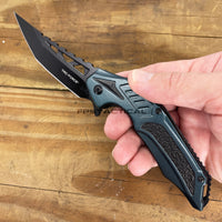 Tac-Force Blue & Black Trailing Point Spring Assisted Fishing & Hunting Knife 4"