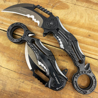 Tac-Force Black and Gray Karambit Spring Assisted Tactical Rescue Knife w Seat Belt Cutter 3"