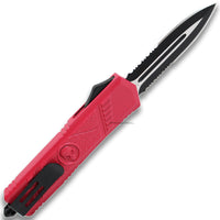 FPSTACTICAL Crimson Skull Black and Red Double Serrated OTF Knife 3.5"