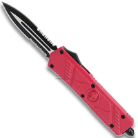 FPSTACTICAL Crimson Skull Black and Red Double Serrated OTF Knife 3.5"