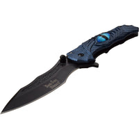 Dark Side Blue and Black Dragons Eye Spring Assisted Fantasy Pocket Knife 3.5"