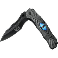 Dark Side Black & Gray Dragons Eye Spring Assisted Fantasy Pocket Knife 3.5"