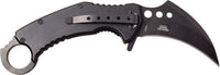 Dark Side Matte Black Embossed Dragon Spring Assisted Karambit Fantasy Knife 3"