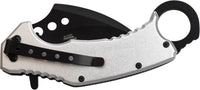Dark Side Matte Black & Silver Embossed Dragon Spring Assisted Karambit Fantasy Knife 3" DS-A076SRD