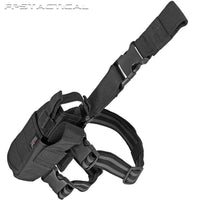 Explorer Right Handed Deluxe Tactical Drop Leg Holster w Mag Pouch for Medium to Large Frame Pistols- Black