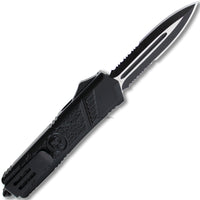 FPSTACTICAL Fateful Vertex Black and Silver Double Serrated OTF Knife 3.5"