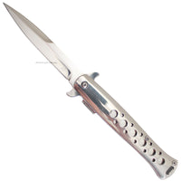 Falcon Elite Series Chrome / Mirror Finish Spring Assisted Stiletto Knife 4"